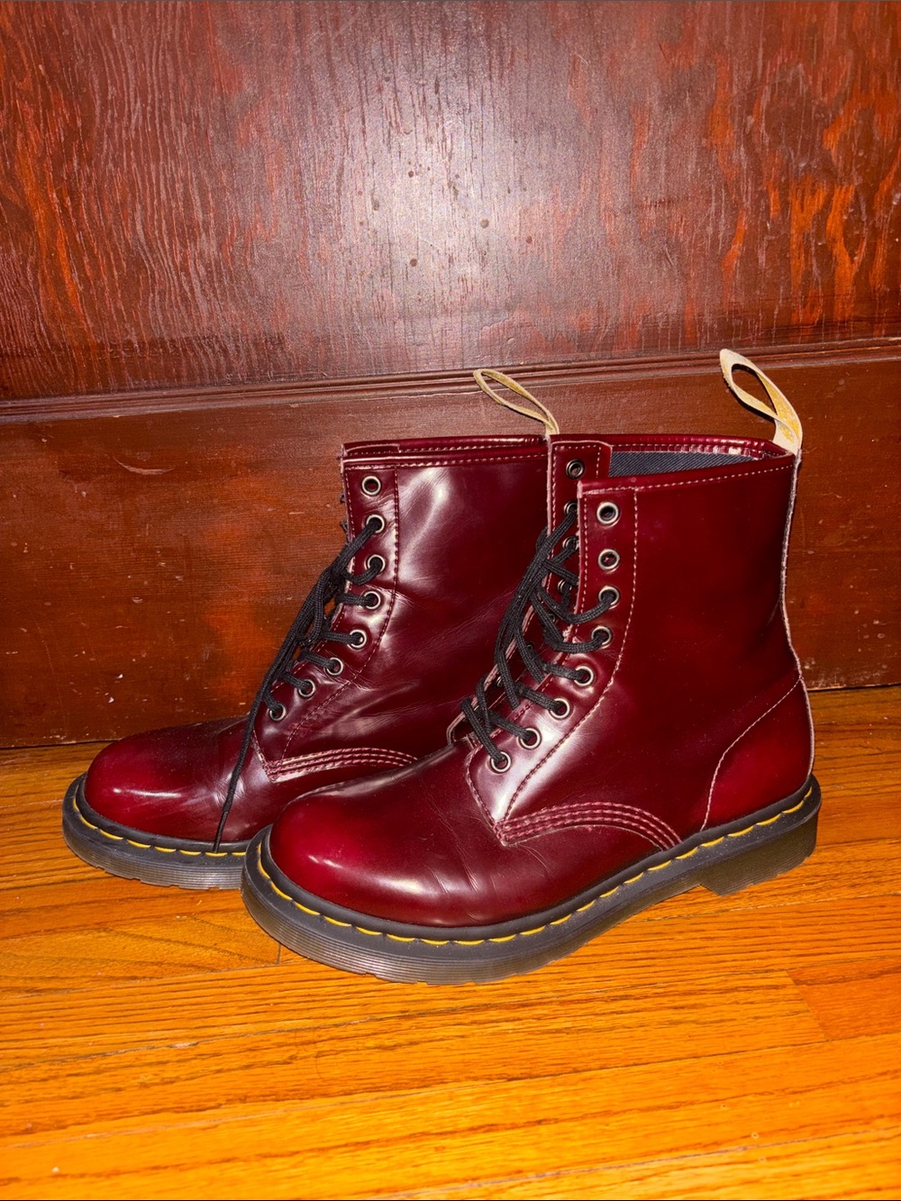 Dr. Martens Burgundy Lace-Up Leather Boots